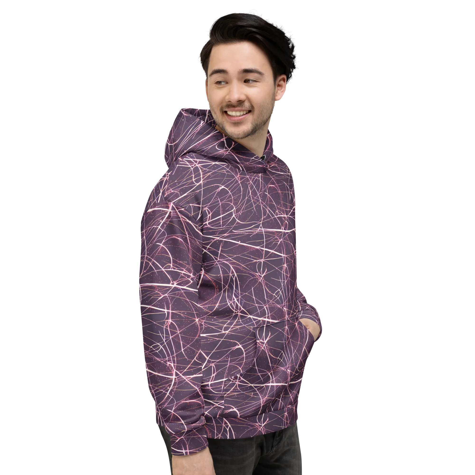Plum Static on Hoodie — Right