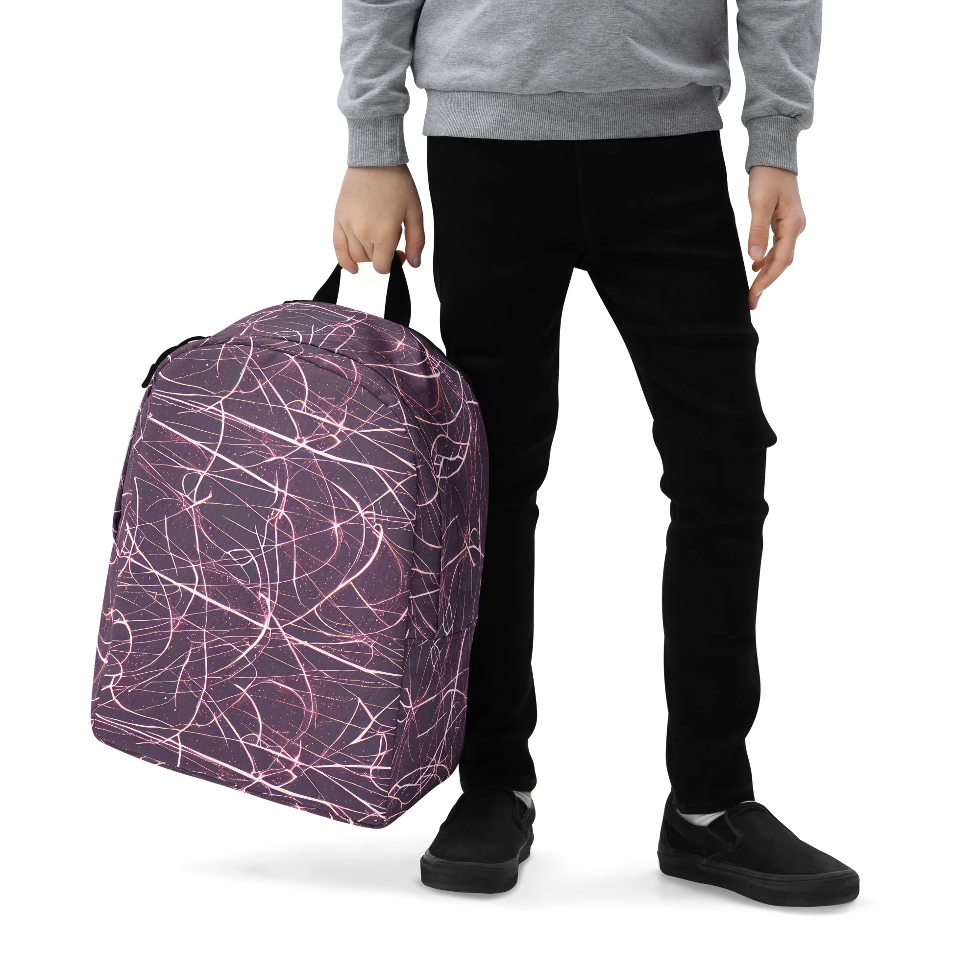 Plum Static on Minimalist Backpack — Zoomed-in