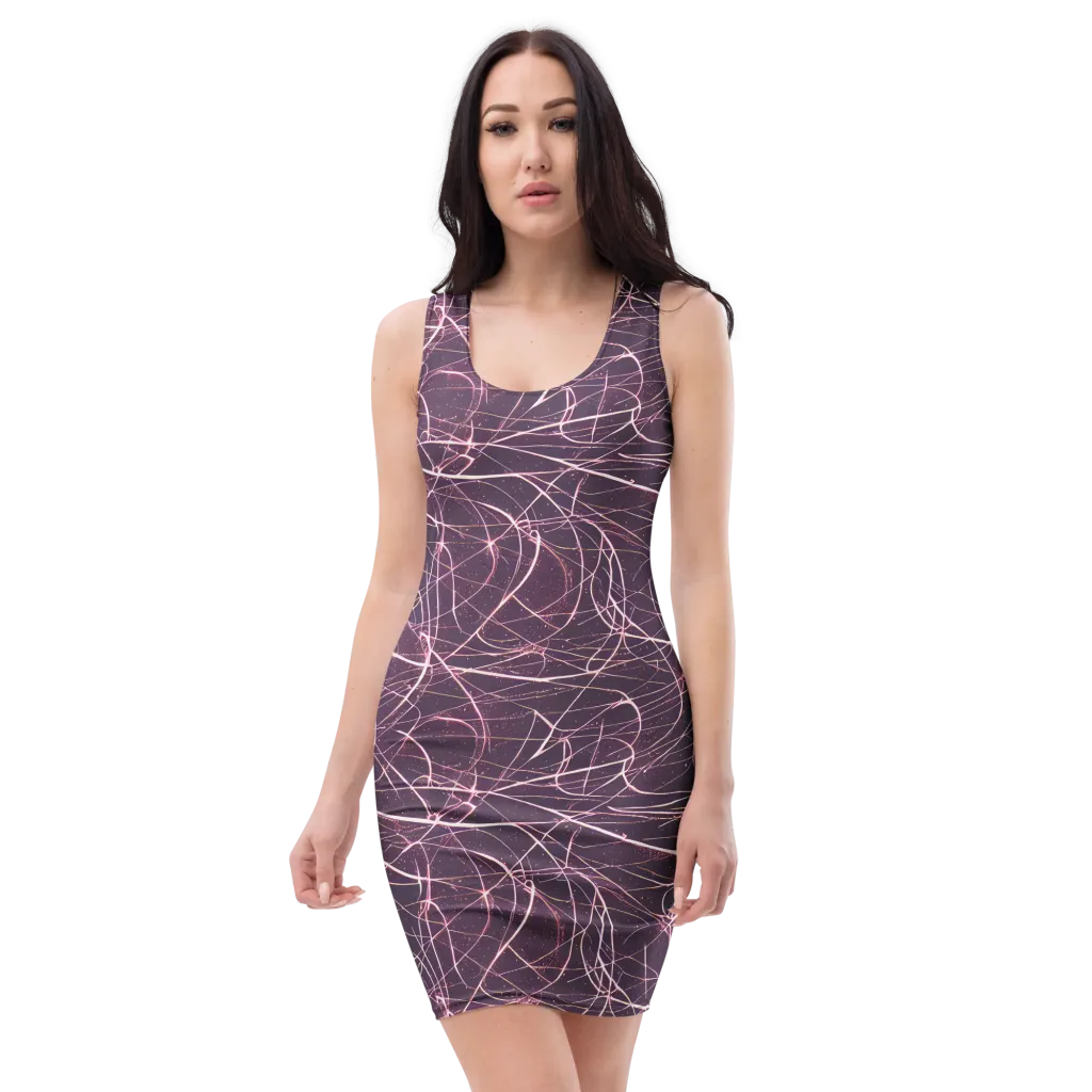 Plum Static on Bodycon Dress — Front
