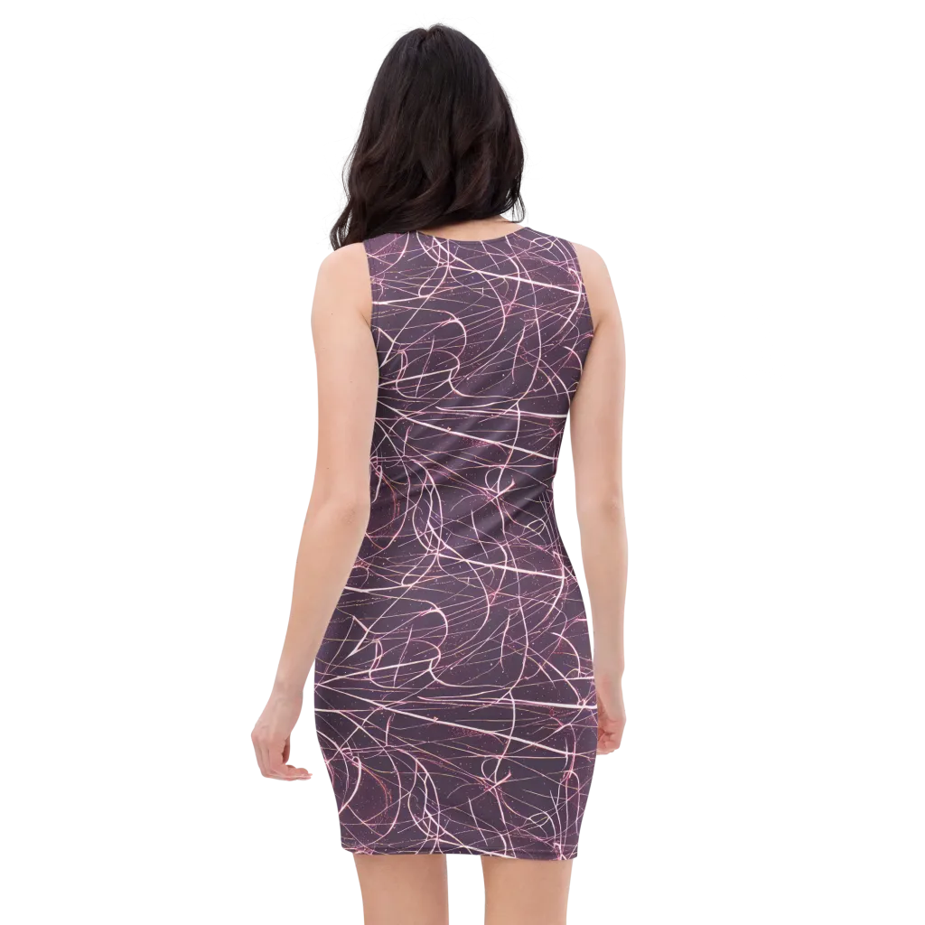 Plum Static on Bodycon Dress — Back