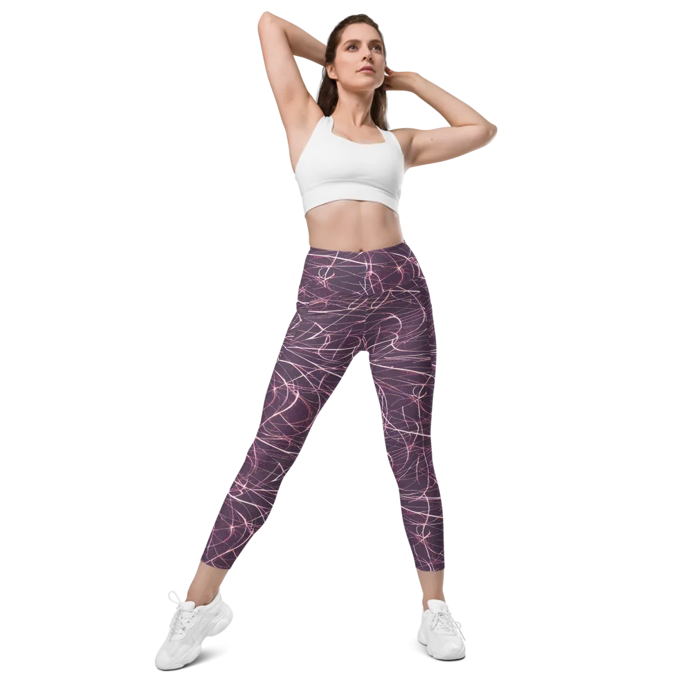 Plum Static on Leggings with Pockets — Front