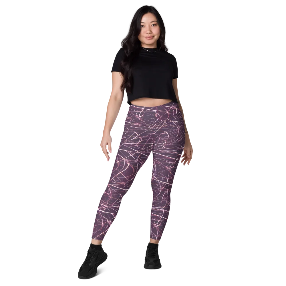 Plum Static on Leggings with Pockets — Front