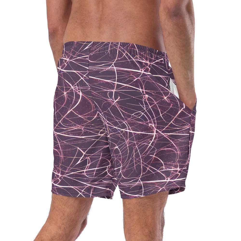 Plum Static on Swim Trunks — Right Back