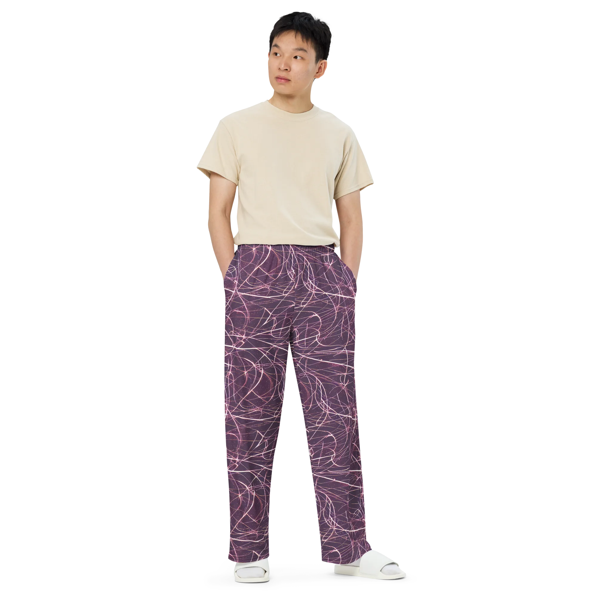 Plum Static on Wide-Leg Pants — Front
