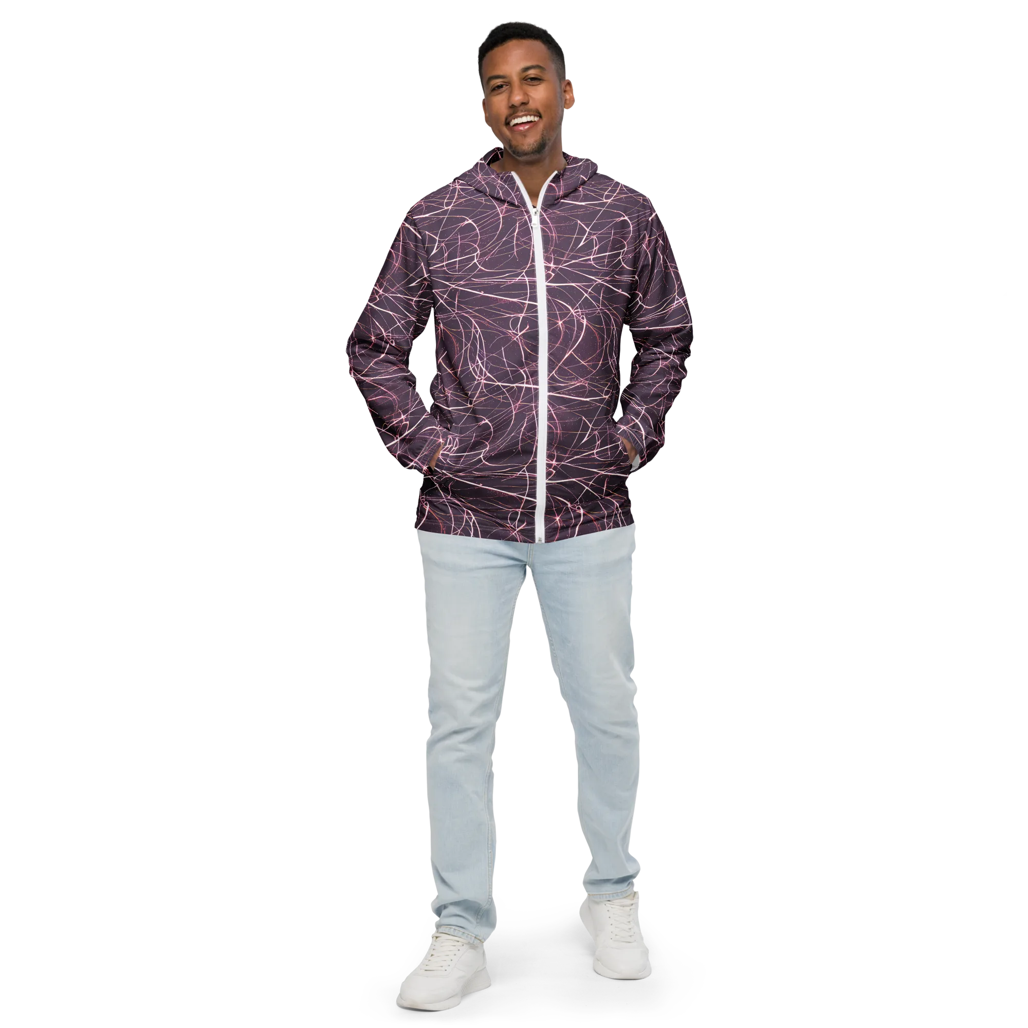 Plum Static on Men's Windbreaker — Front