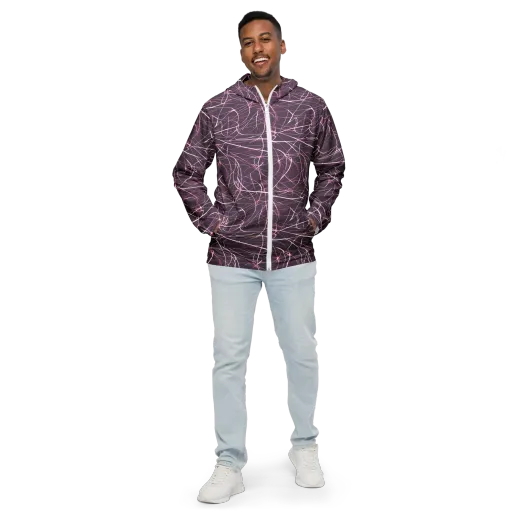 Plum Static on a Men's Windbreaker