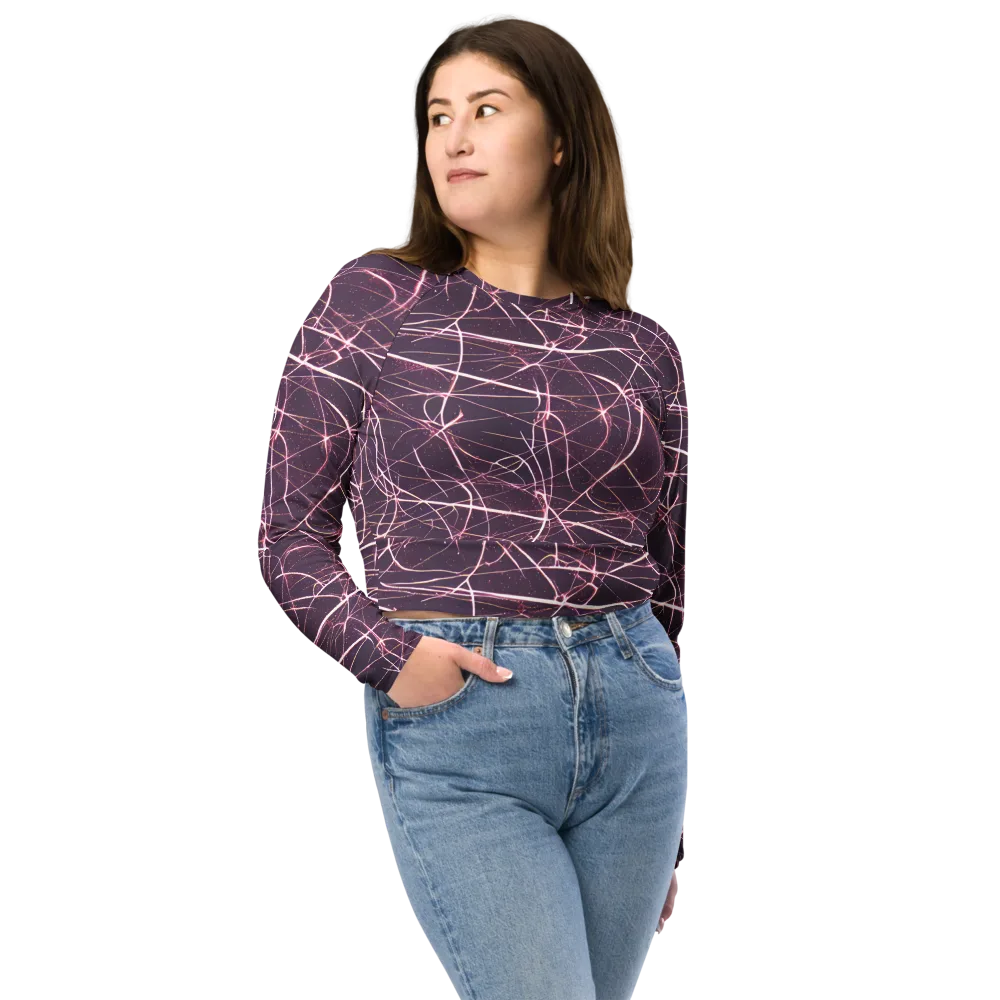 Plum Static on Long Sleeve Crop Top — Front