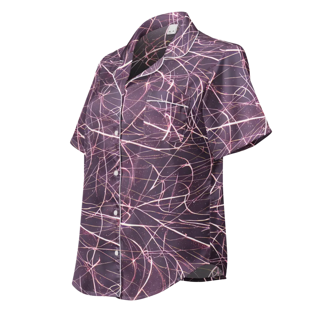 Plum Static on Women's Short Sleeve Pajama Top — Left Front