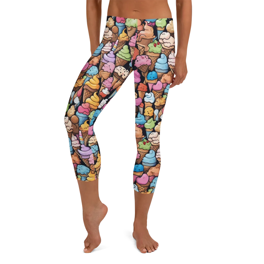Sundae Parade on Capri Leggings — Front