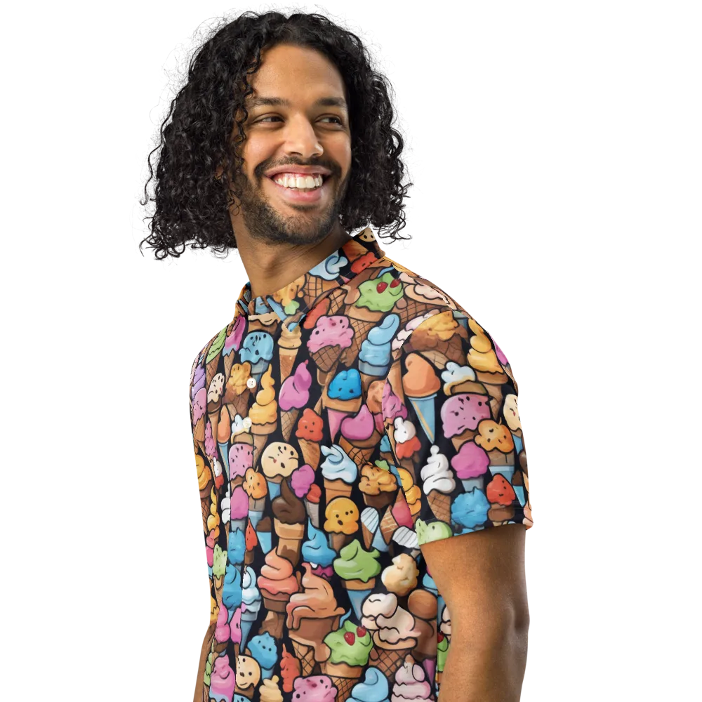 Sundae Parade on Men's Slim Fit Polo Shirt — Left Front