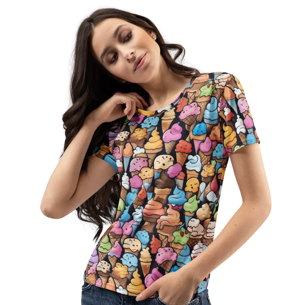 Sundae Parade on Women's Crew Neck T-Shirt — Left Front
