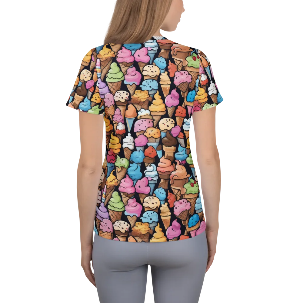 Sundae Parade on Women's Athletic T-Shirt — Back