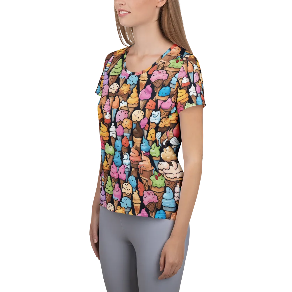 Sundae Parade on Women's Athletic T-Shirt — Left