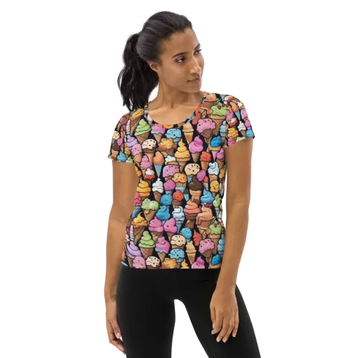 Sundae Parade on a Women's Athletic T-Shirt