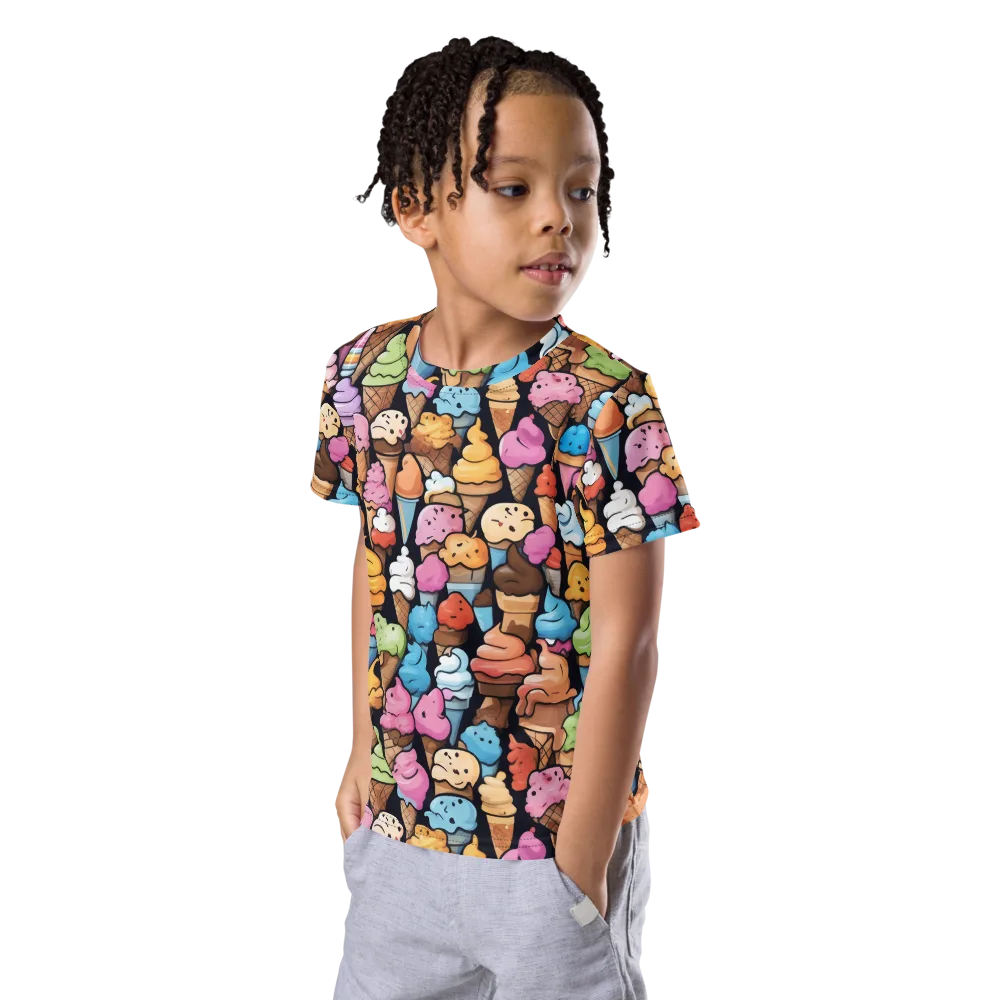 Sundae Parade on Kids Crew Neck T-Shirt — Left Front