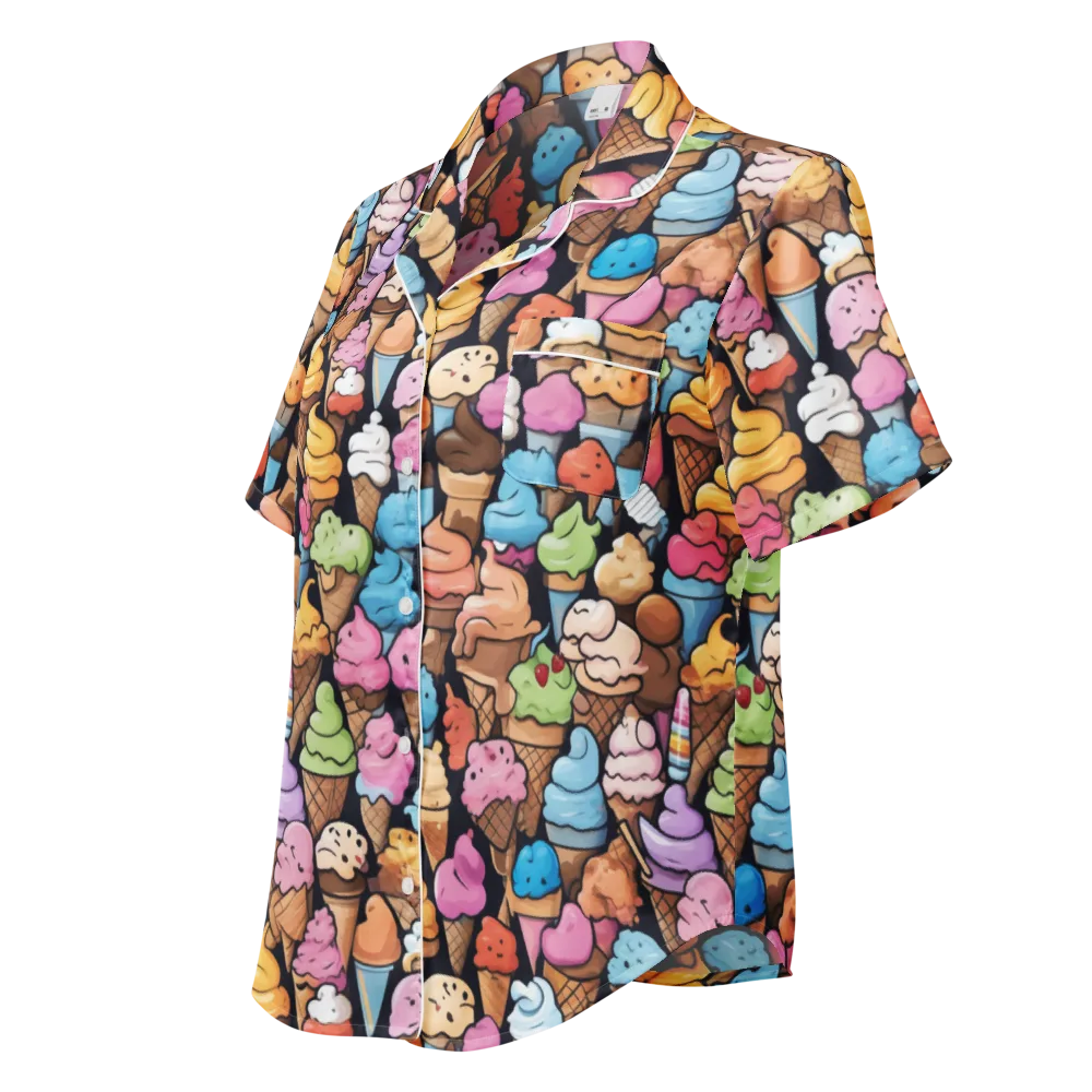 Sundae Parade on Women's Short Sleeve Pajama Top — Left Front