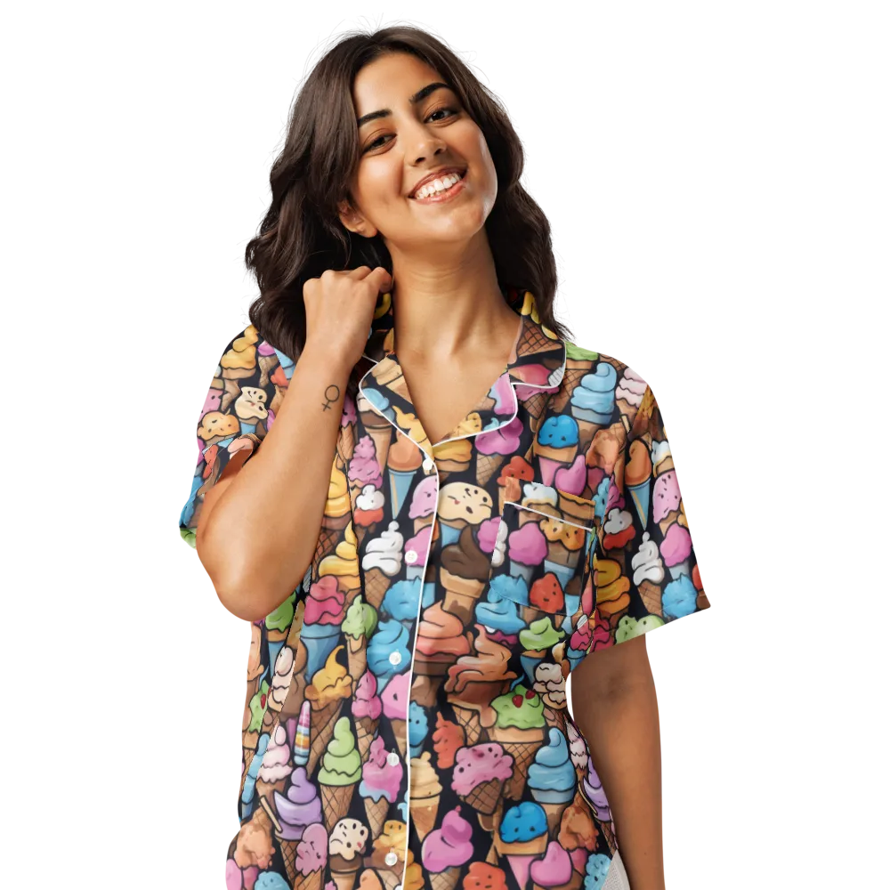 Sundae Parade on Women's Short Sleeve Pajama Top — Front