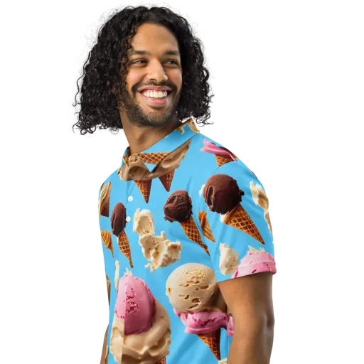 Bluebell Gelato on a Men's Slim Fit Polo Shirt