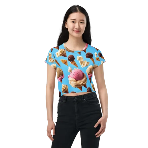 Bluebell Gelato on a Crop Tee
