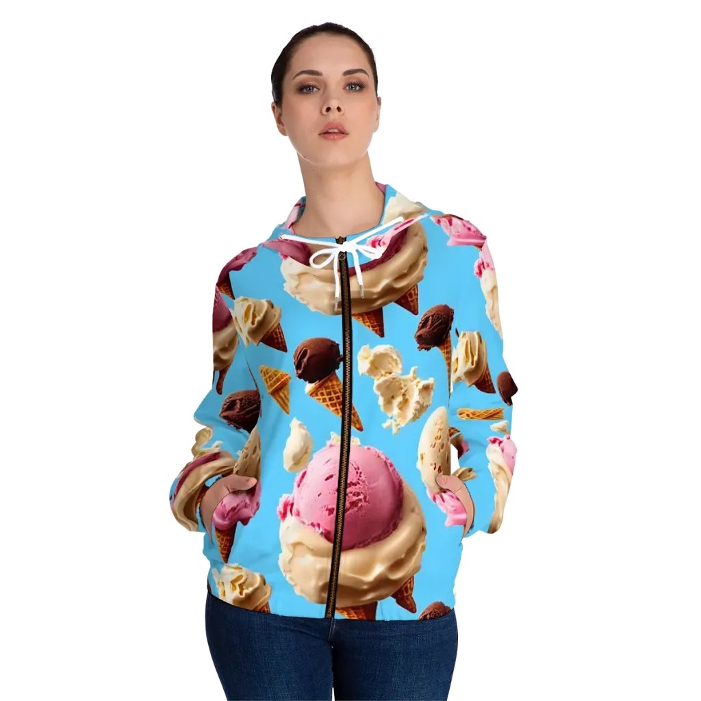 Bluebell Gelato on Women's Full-Zip Hoodie — Front On Person