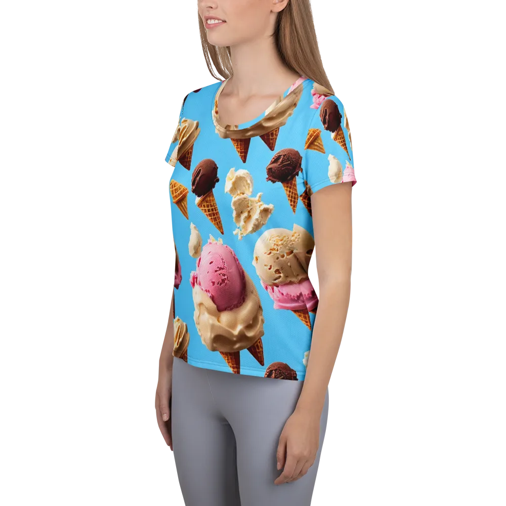 Bluebell Gelato on Women's Athletic T-Shirt — Left