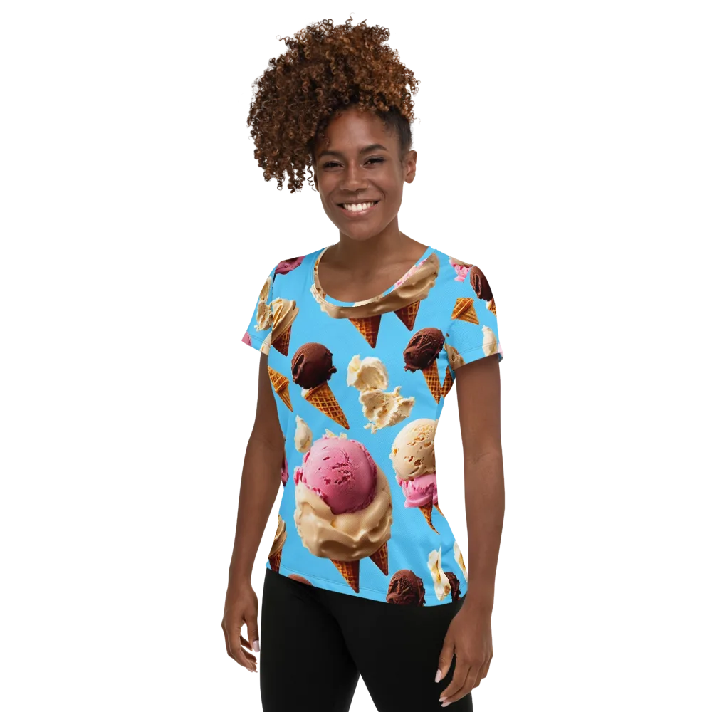 Bluebell Gelato on Women's Athletic T-Shirt — Left