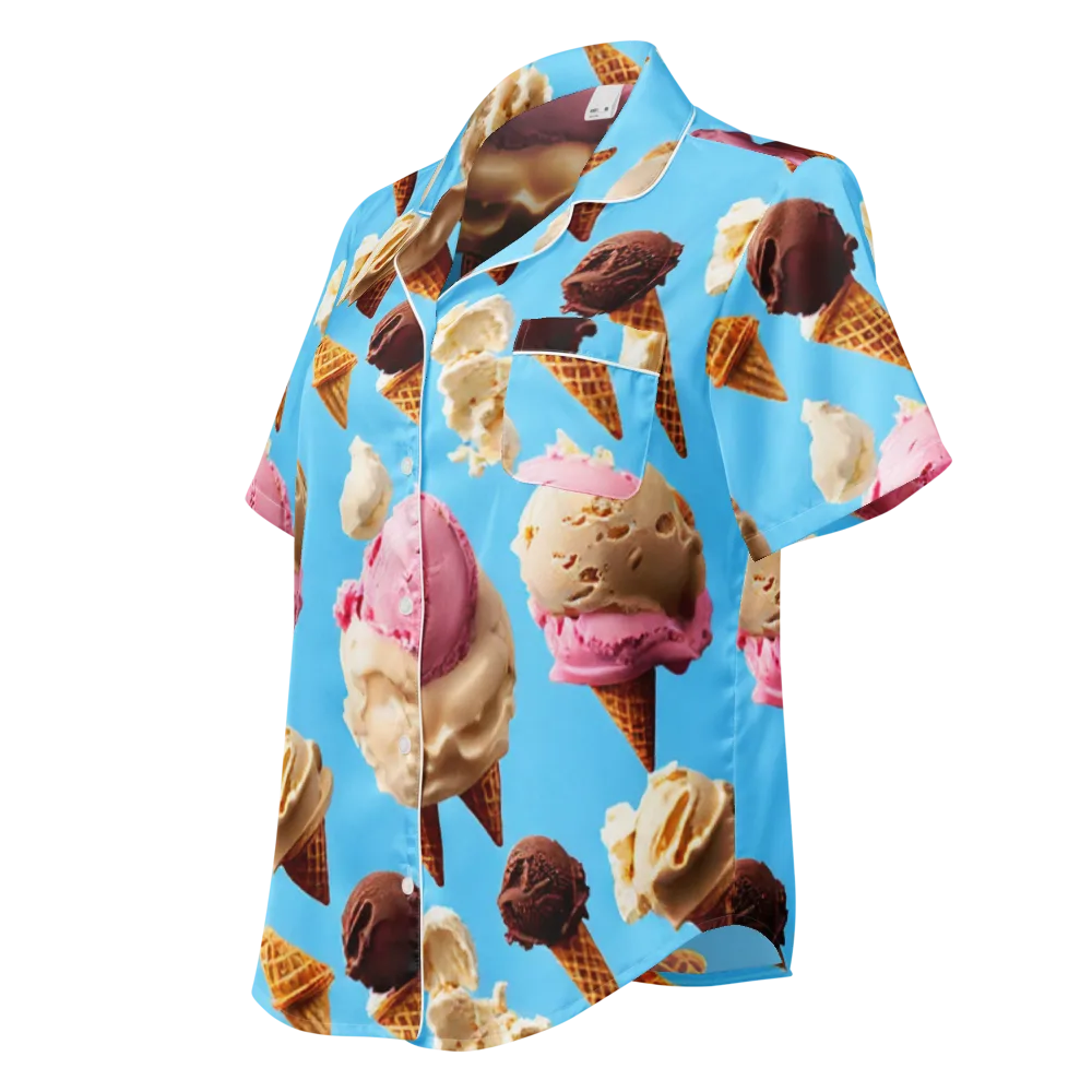 Bluebell Gelato on Women's Short Sleeve Pajama Top — Left Front