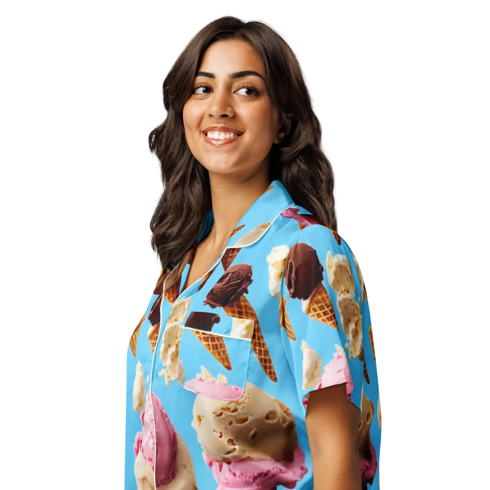 Bluebell Gelato on Women's Short Sleeve Pajama Top — Left Front