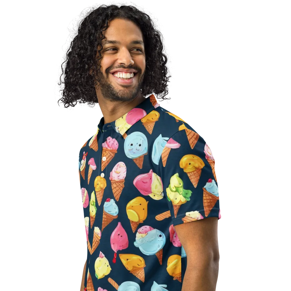Sorbet Constellation on Men's Slim Fit Polo Shirt — Left Front