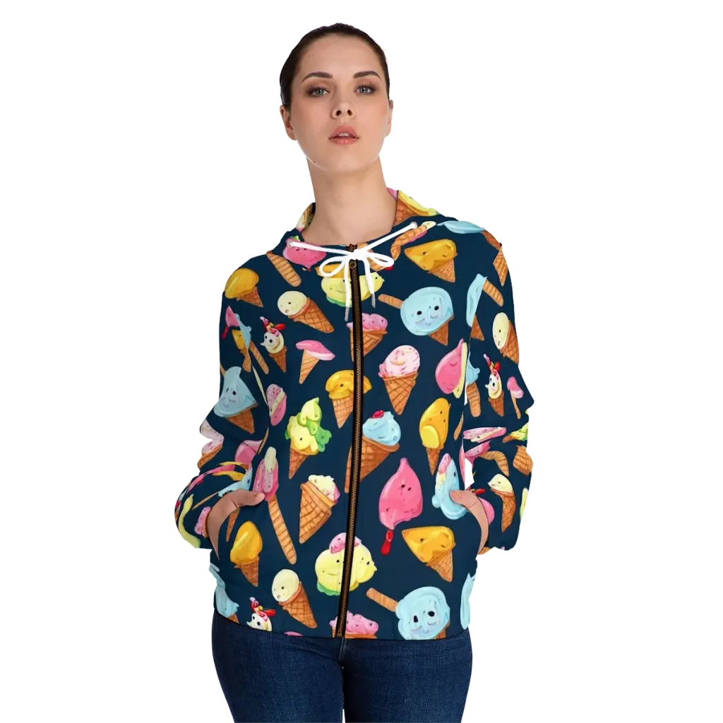 Sorbet Constellation on Women's Full-Zip Hoodie — Front On Person