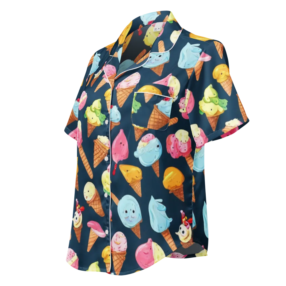 Sorbet Constellation on Women's Short Sleeve Pajama Top — Left Front