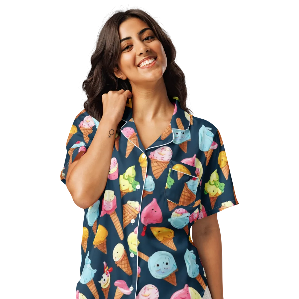 Sorbet Constellation on Women's Short Sleeve Pajama Top — Front