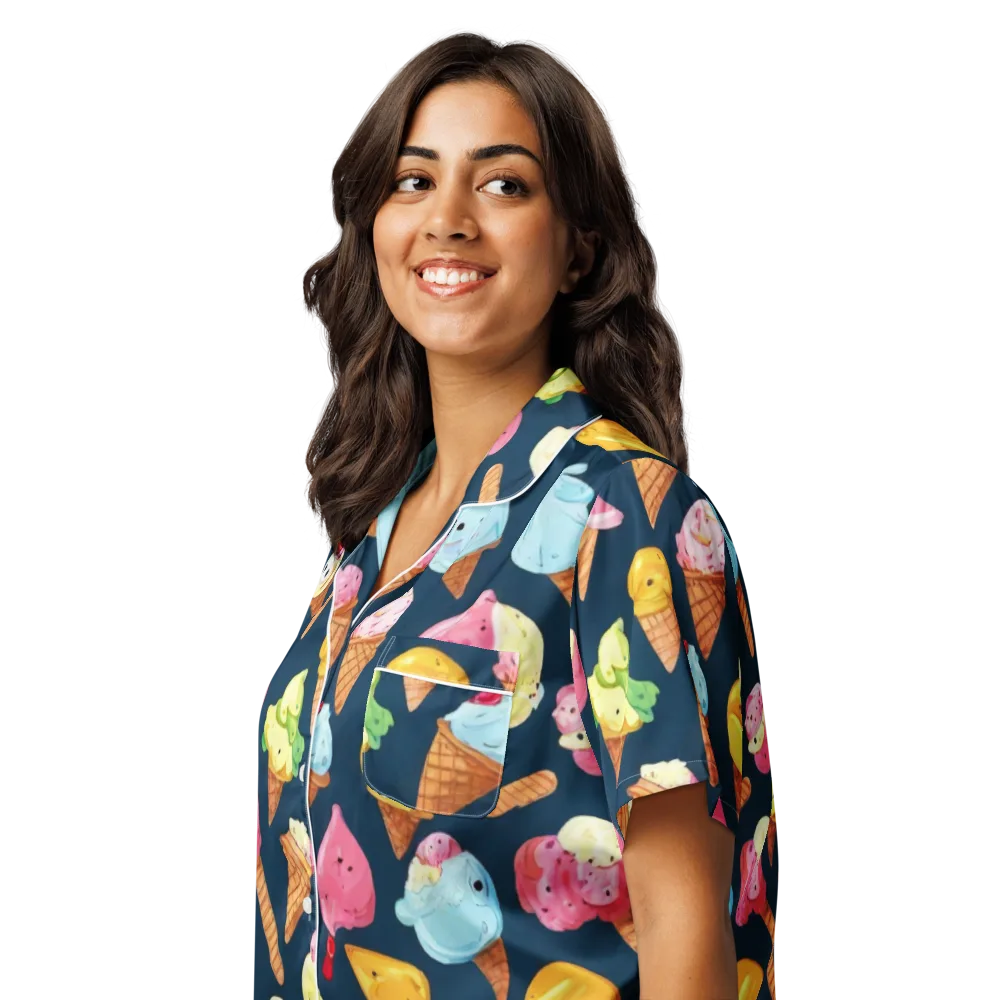 Sorbet Constellation on Women's Short Sleeve Pajama Top — Left Front