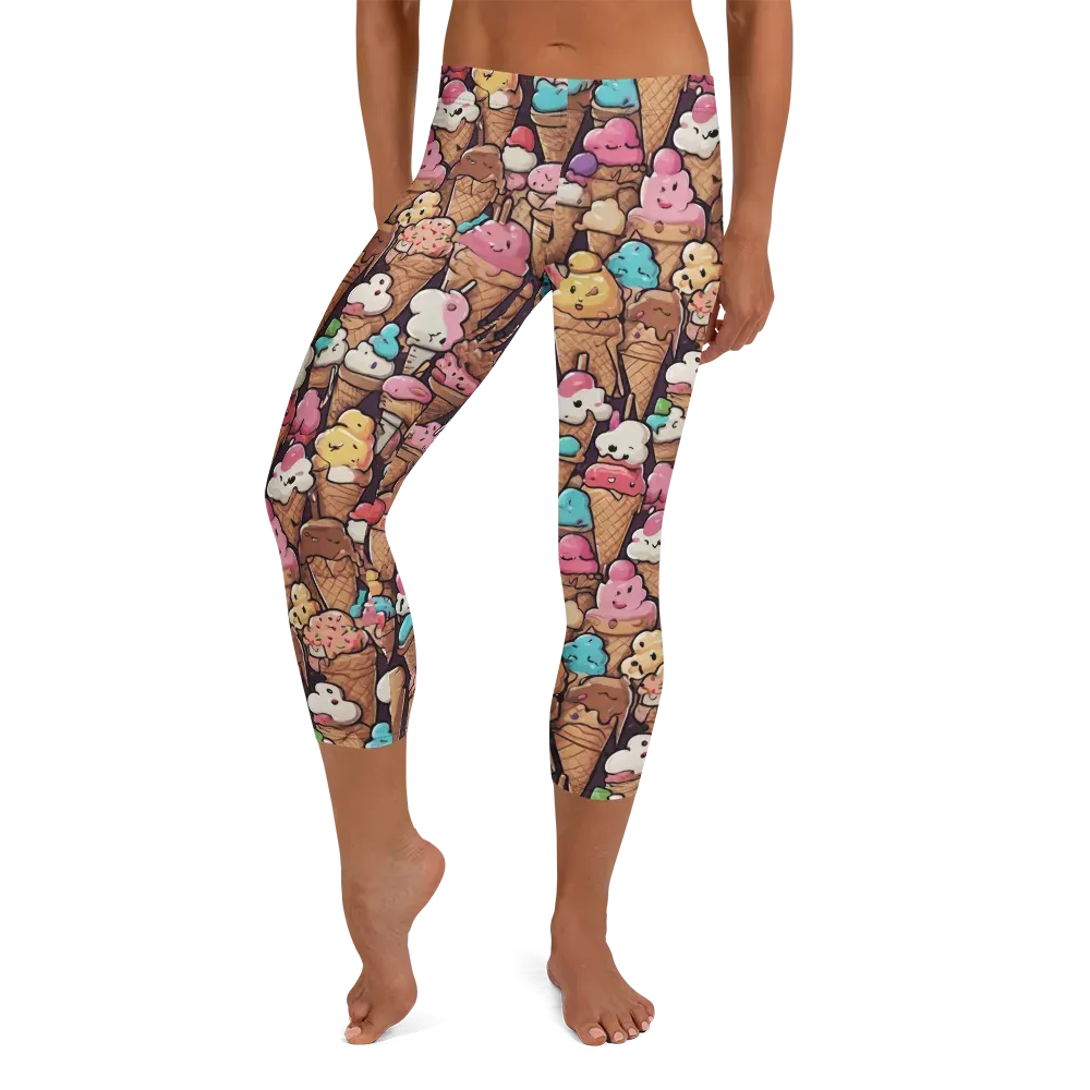 Sugarcone Parade on Capri Leggings — Front