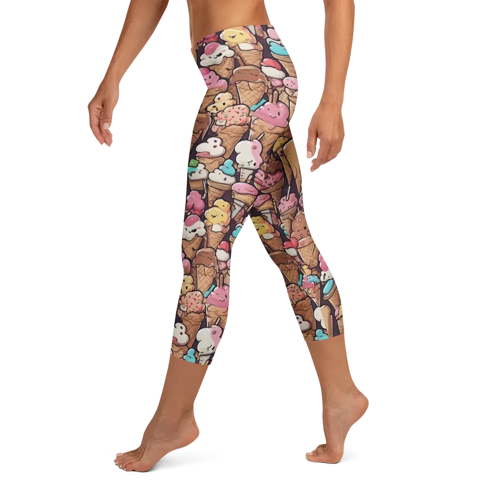 Sugarcone Parade on Capri Leggings — Left