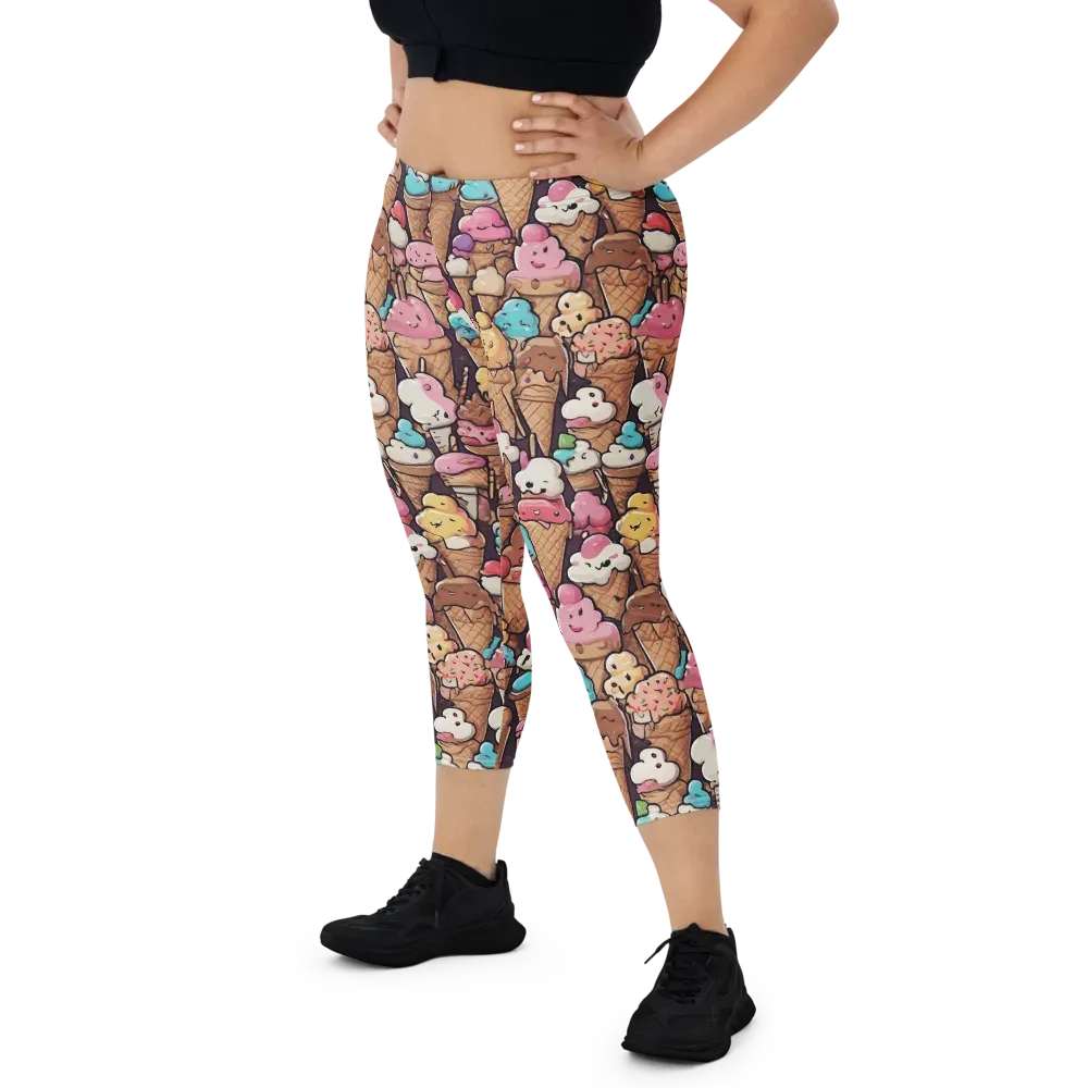 Sugarcone Parade on Capri Leggings — Front