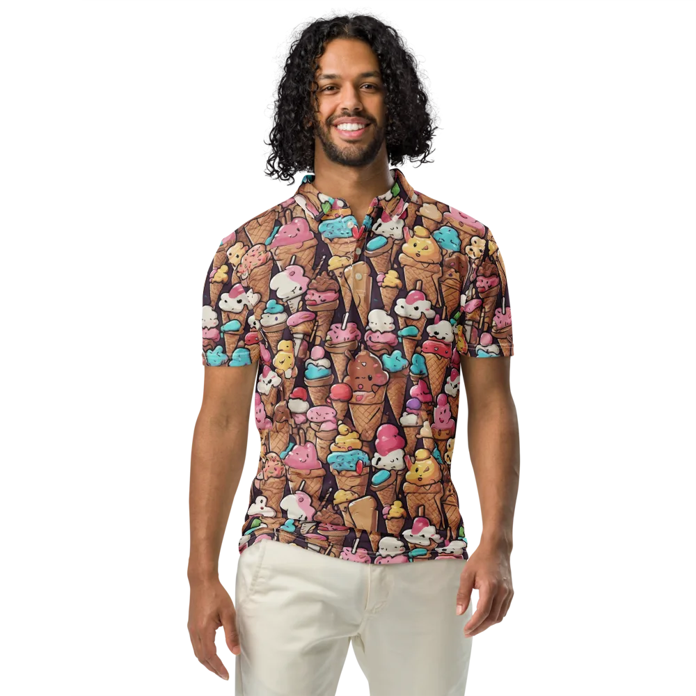 Sugarcone Parade on Men's Slim Fit Polo Shirt — Front