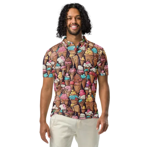 Sugarcone Parade on a Men's Slim Fit Polo Shirt