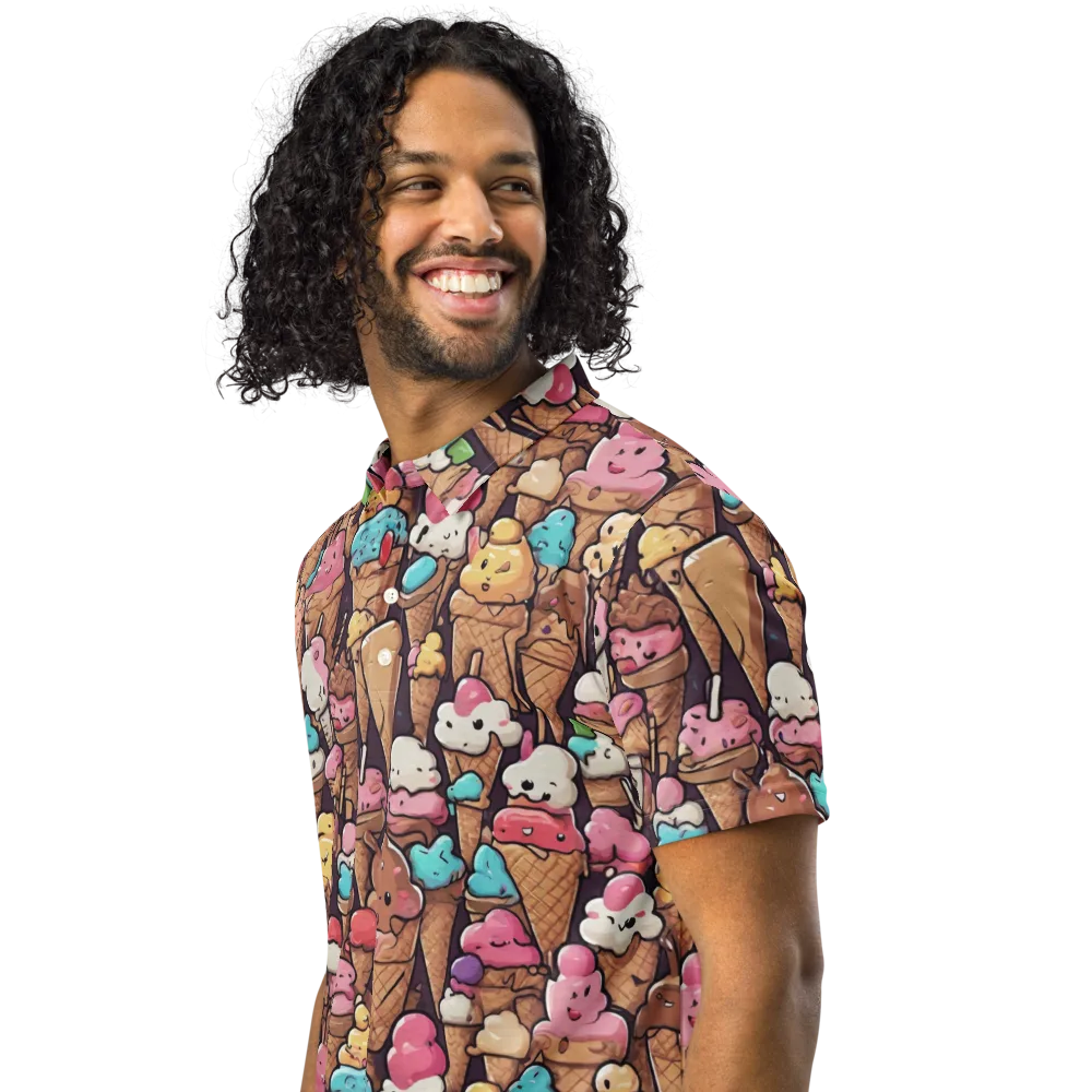 Sugarcone Parade on Men's Slim Fit Polo Shirt — Left Front