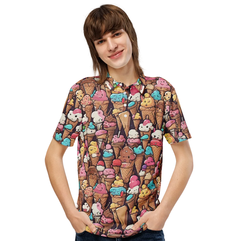 Sugarcone Parade on Men's Slim Fit Polo Shirt — Front