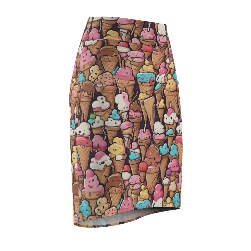 Sugarcone Parade on Pencil Skirt — Front Side