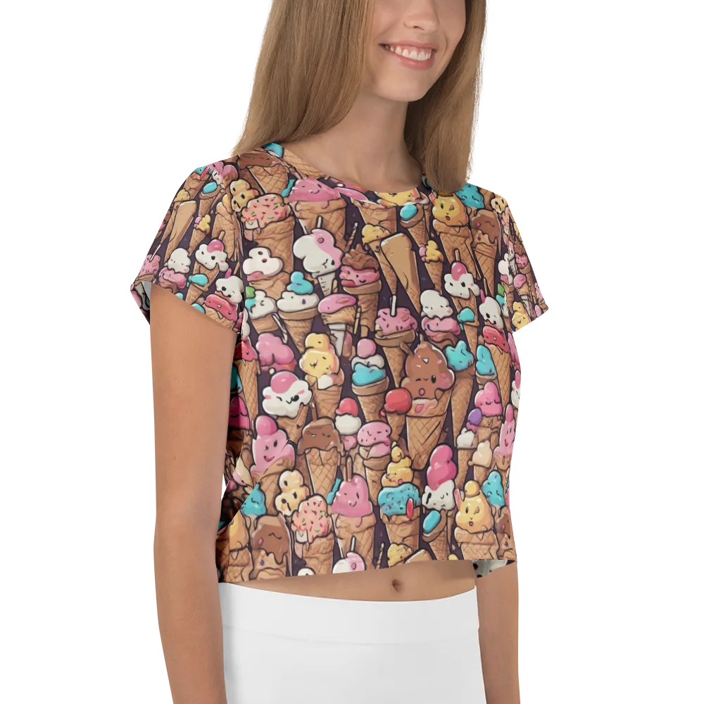 Sugarcone Parade on Crop Tee — Right