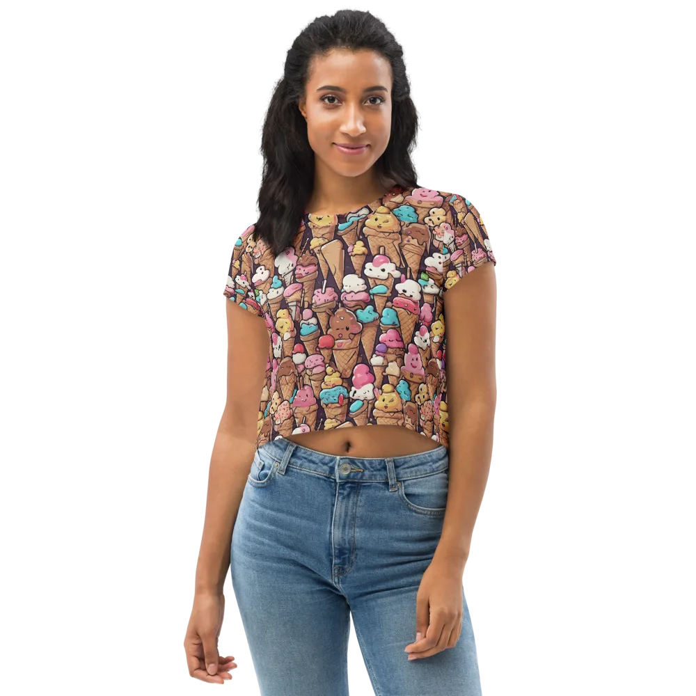 Sugarcone Parade on Crop Tee — Front