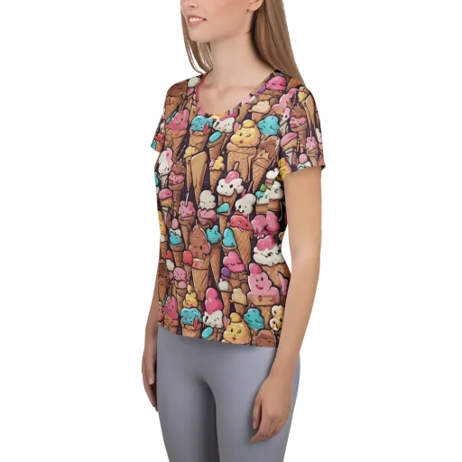 Sugarcone Parade on a Women's Athletic T-Shirt