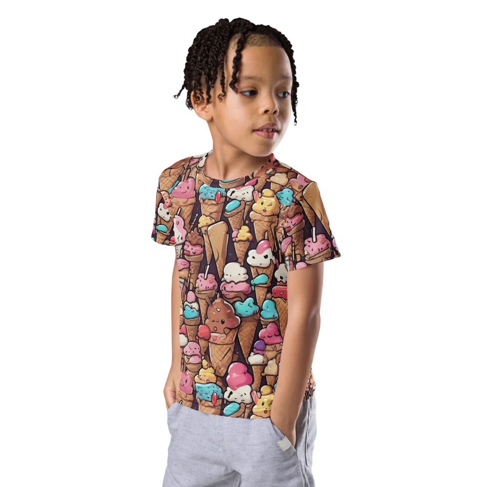 Sugarcone Parade on Kids Crew Neck T-Shirt — Left Front