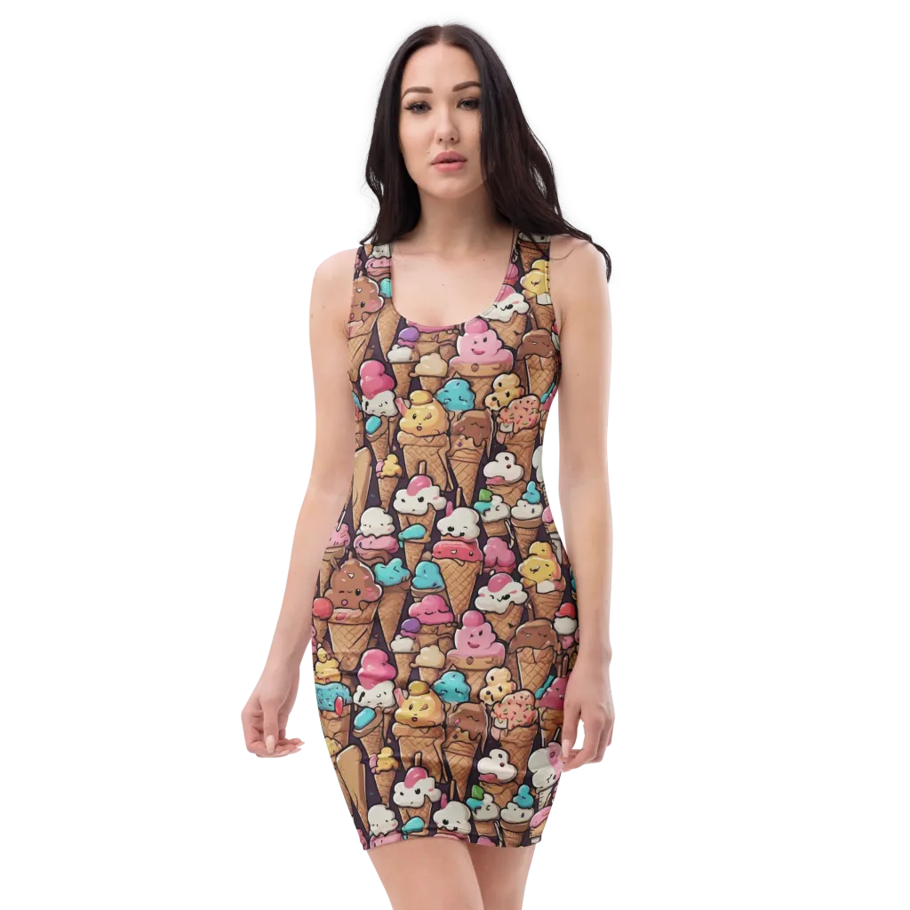 Sugarcone Parade on Bodycon Dress — Front