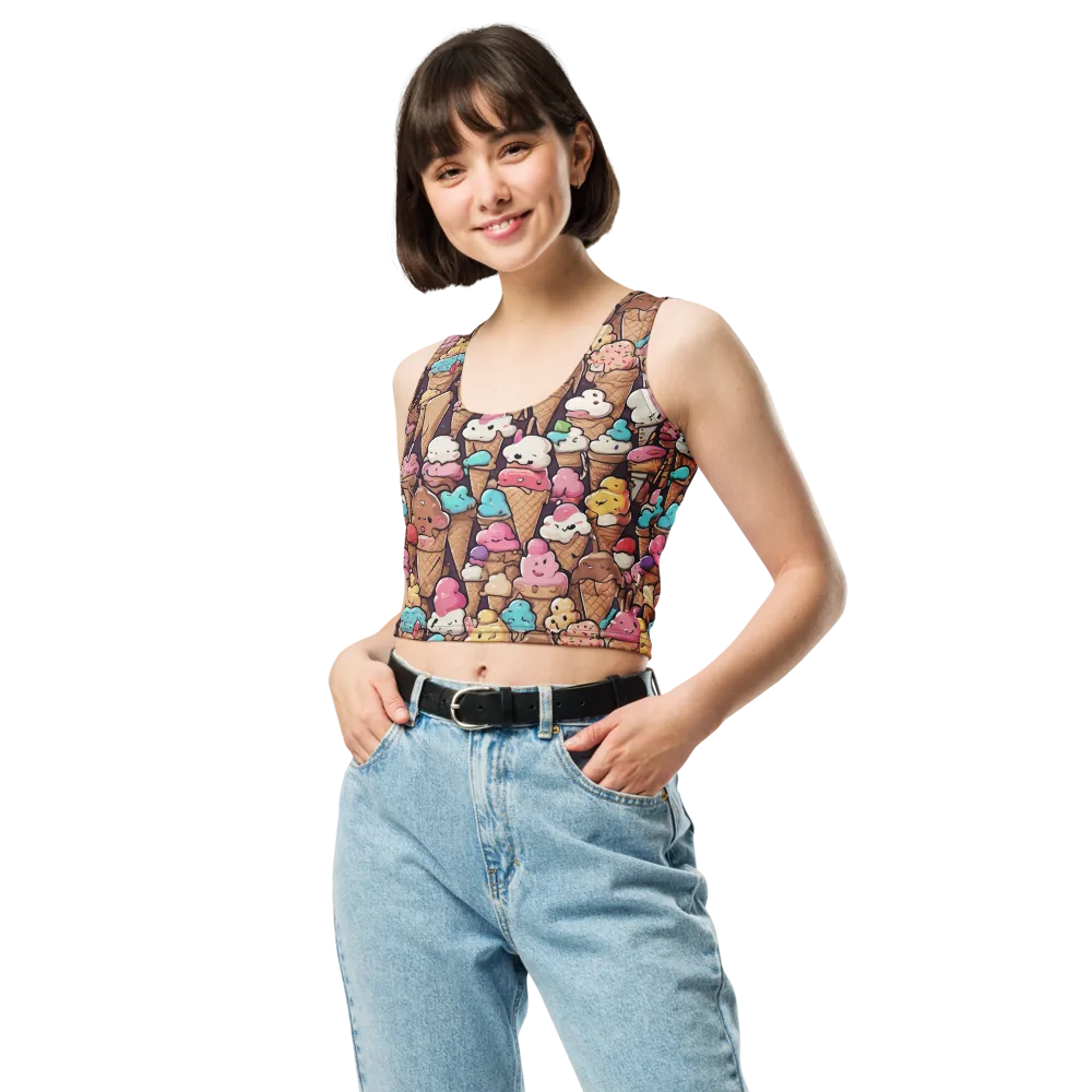 Sugarcone Parade on Crop Top — Front