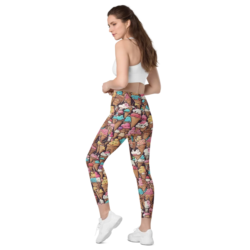 Sugarcone Parade on Leggings with Pockets — Left Back