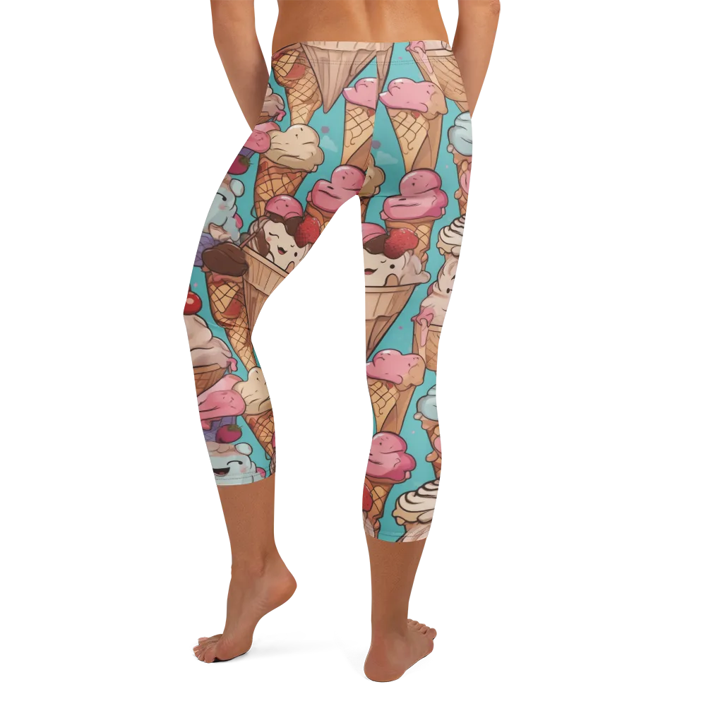 Scoops in Bloom on Capri Leggings — Back