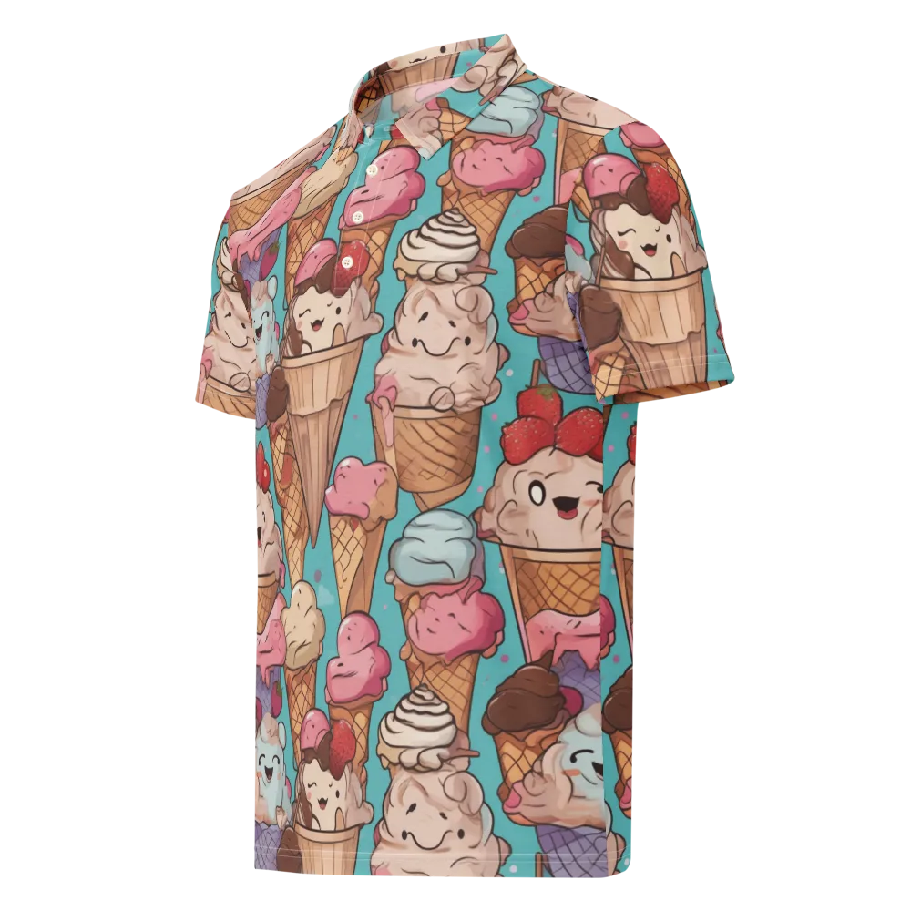 Scoops in Bloom on Men's Slim Fit Polo Shirt — Left Front